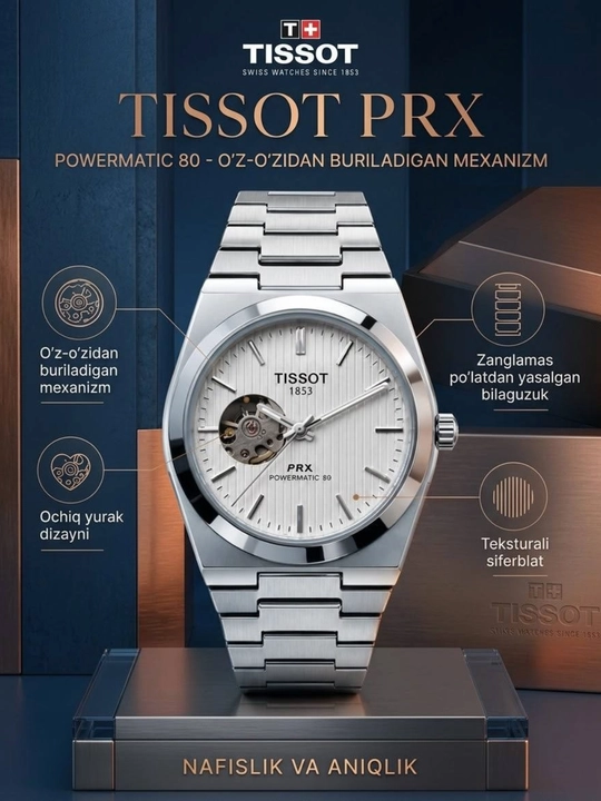 Tissot PRX Powermatic 80 — Nafislik va Shveytsariya Aniqligi Uyg‘unligi - 