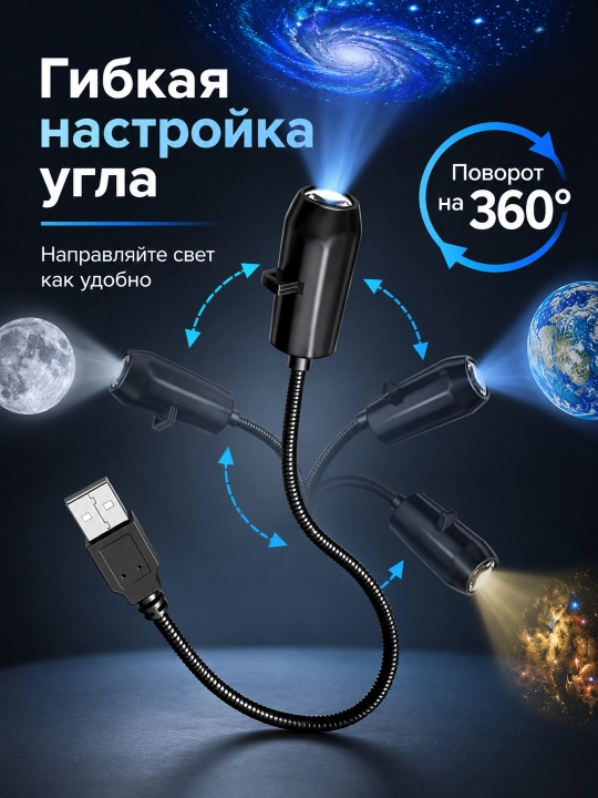 LED-проектор планетарий USB ночник 10 слайдов планеты звезды для детской