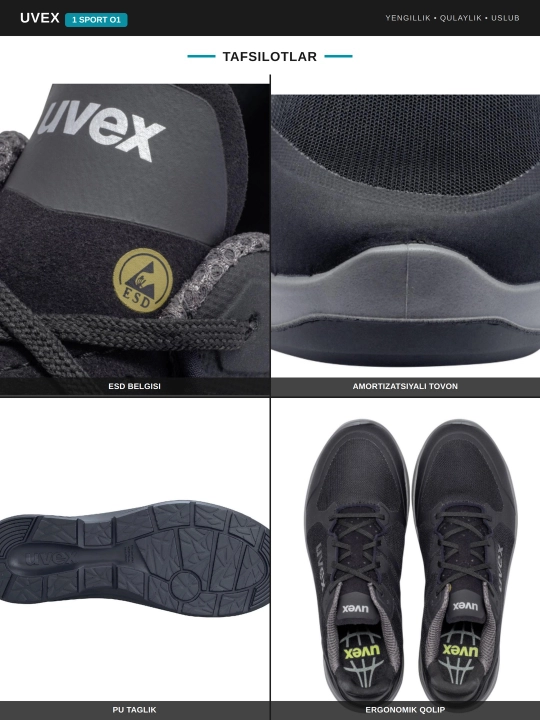 Uvex 1 sport NC O1 professional sport uslubidagi maxsus poyabzali