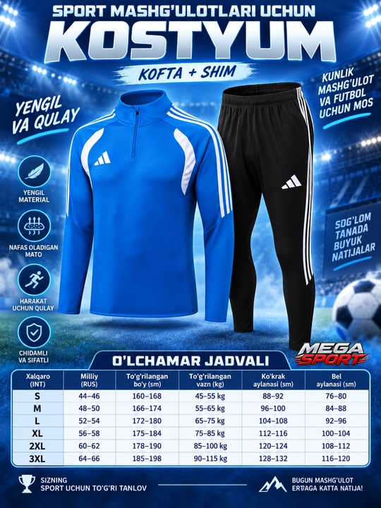 Мужской спортивный комплект Adidas из двух предметов для футбола и тренировок - 