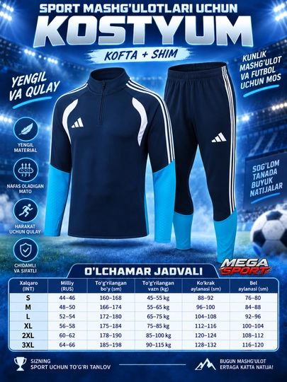 Мужской спортивный комплект Adidas из двух предметов для футбола и тренировок - 
