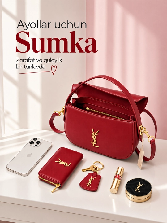 Ayollar sumkasi, ayollar yelkali sumkasi,qizil sumka, zamonaviy ayollar sumkasi, eko-charm - 