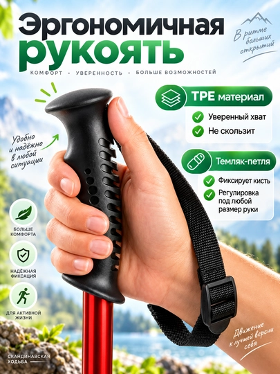 Палки для скандинавской ходьбы и трекинга, телескопические