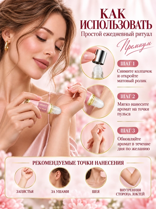 Ayollar uchun shirin malina va vanil hidli moyli atir (Maslyanye duhi, feromon), 10 ml