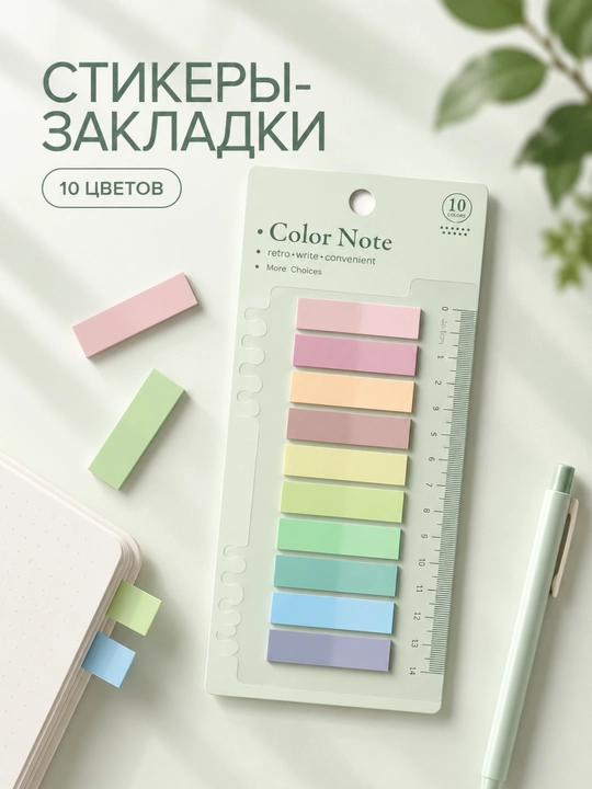 Yopishqoq stikerlar – 10 rangli pastel markerlar, eslatma va belgilash uchun - 
