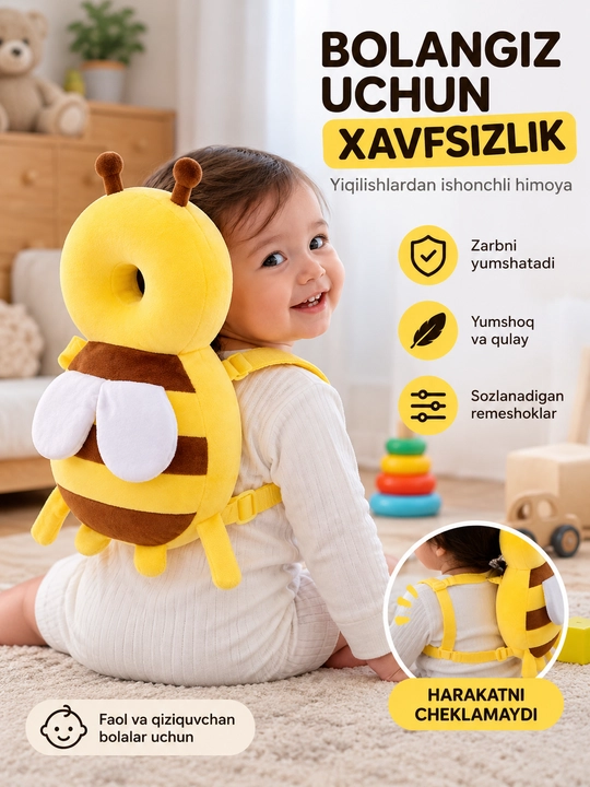 Bolalar uchun himoya ryukzak-yostiqcha, yiqilishdan himoya qiluvchi