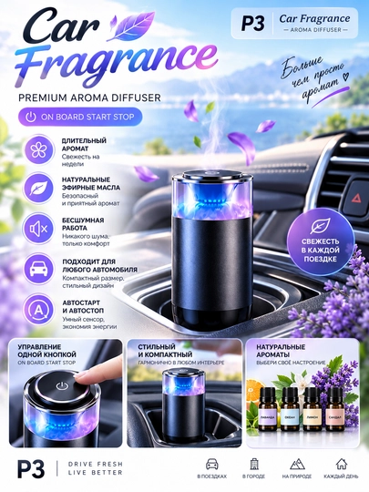Ароматизатор для автомобиля Car Fragrance P3 аромадиффузор Auto Start Stop