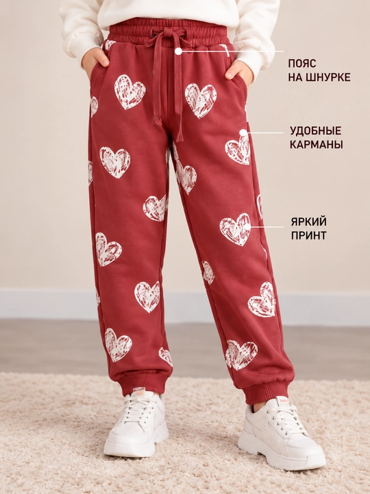 Qizlar uchun yurakchali shim, sport shimlari, jogger, bolalar kiyimi, har kunlik kiyimlar
