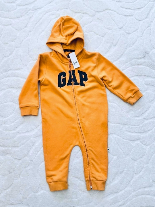 Детский теплый комбинезон GAP с капюшоном на молнии, утепленный ромпер для малышей - 