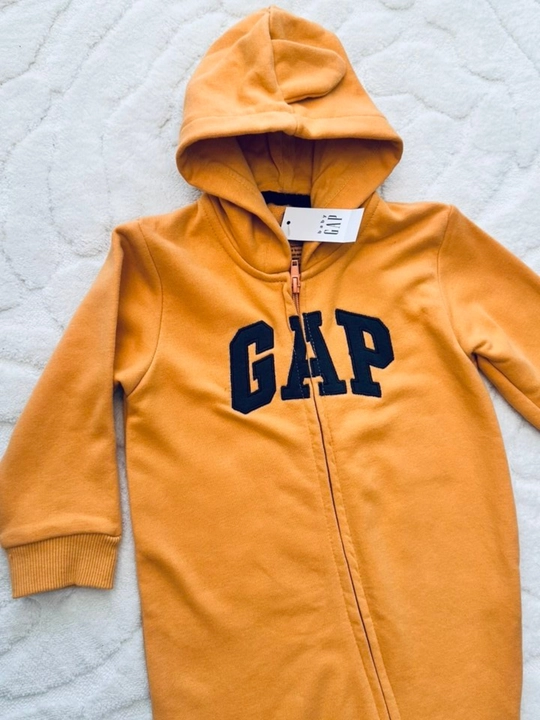 Детский теплый комбинезон GAP с капюшоном на молнии, утепленный ромпер для малышей