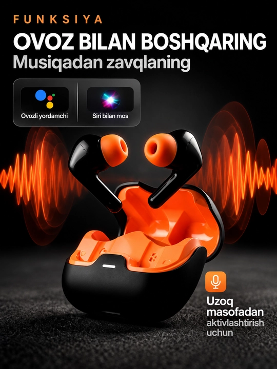 Simsiz Bluetooth quloqchinlar, TWS sensorli, iPhone va Android uchun, kuchli bass S36