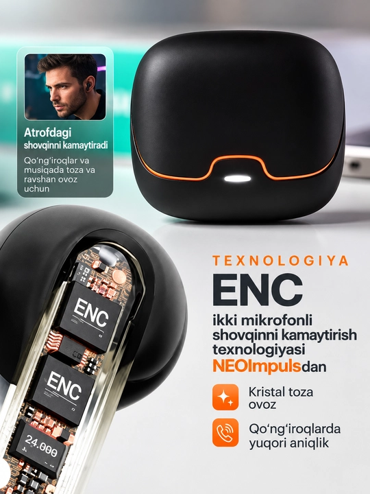 Simsiz Bluetooth quloqchinlar, TWS sensorli, iPhone va Android uchun, kuchli bass S36