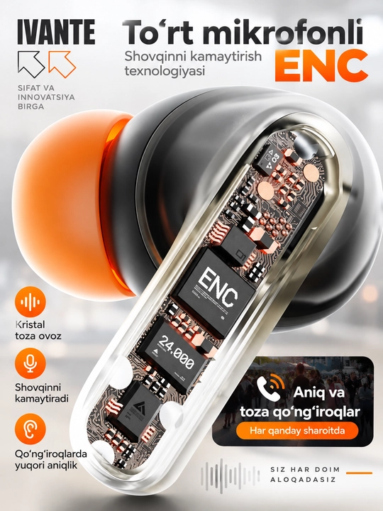 Simsiz Bluetooth quloqchinlar, TWS sensorli, iPhone va Android uchun, kuchli bass S36