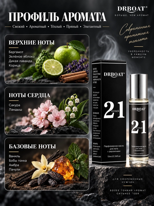 Bergamot, olma va vanil iforli uniseks moyli atir, 10 ml