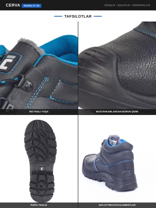RAVEN XT O2 CI SRC maxsus ishchi poyabzali (etigi), qora rangli