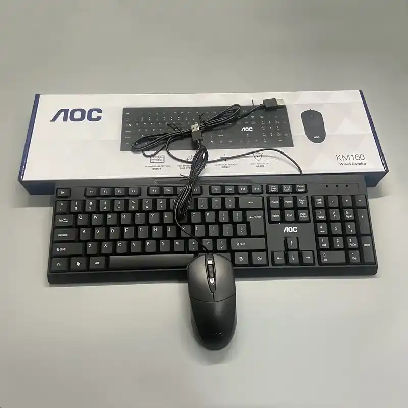 Simli klaviatura va sichqoncha to'plami kompyuter va noutbuk uchun AOC KM160, 104 tugma