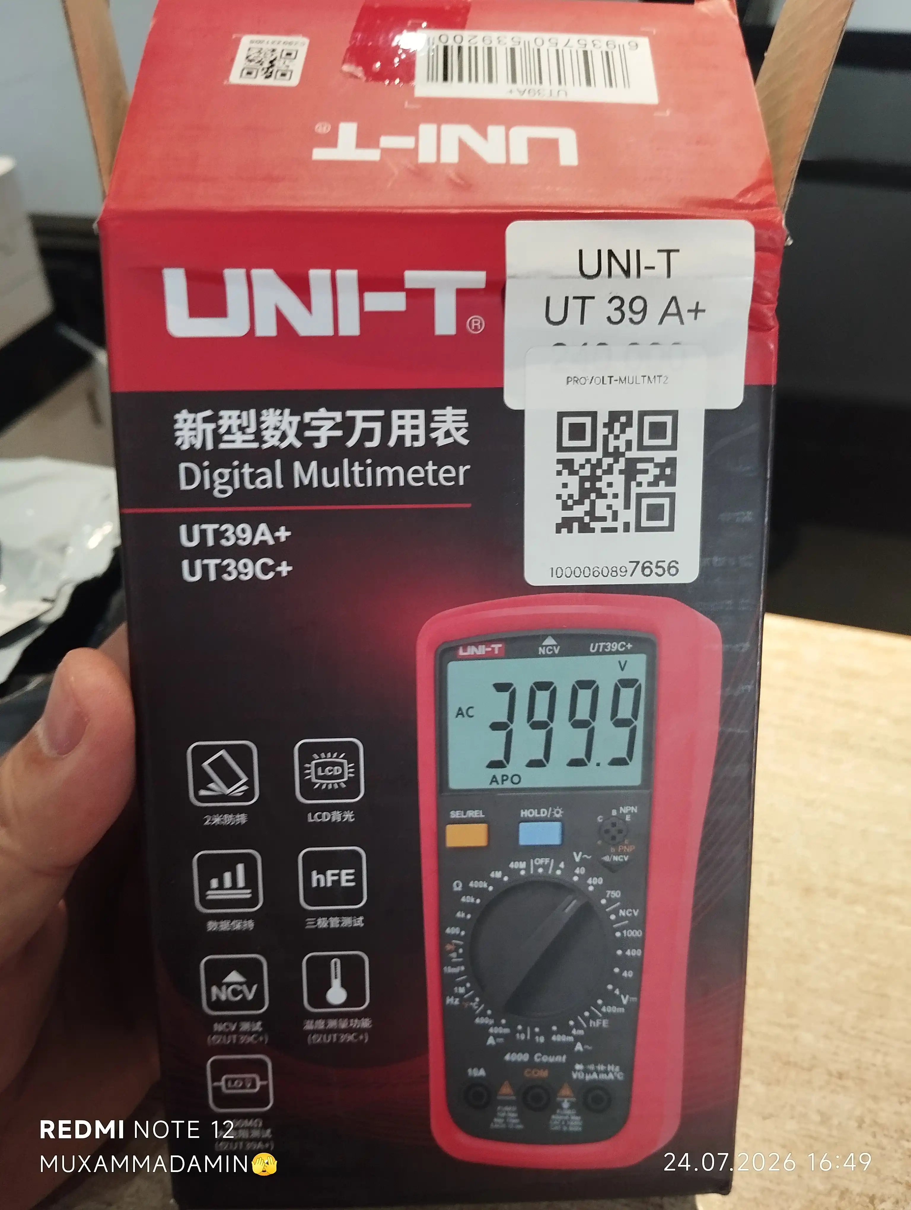 Raqamli multimetr UNI-T UT39A+