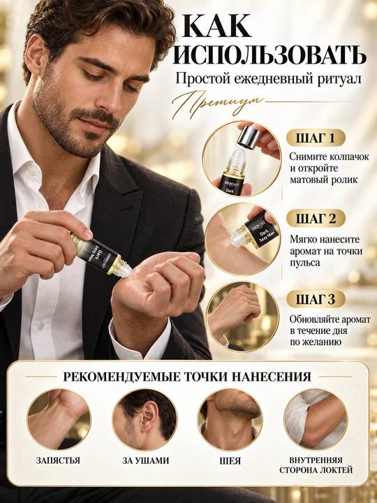 Erkaklar uchun sitrus va yog'och hidli moyli atir (Maslyanye duhi, feromon), 10 ml
