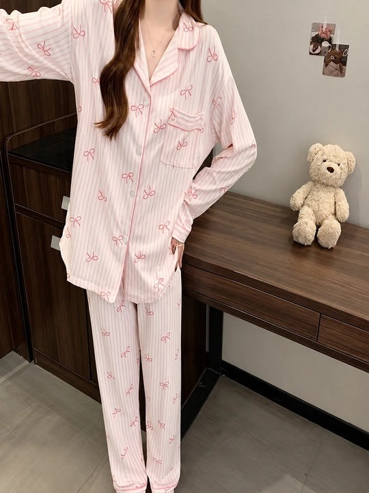 Ayollar uchun uzun yengli pijama,uzun shimli pijama,uy kiyimi,pijama-kuz va qish uchun