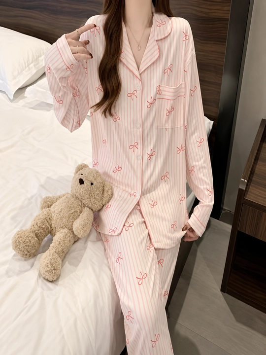 Ayollar uchun uzun yengli pijama,uzun shimli pijama,uy kiyimi,pijama-kuz va qish uchun - 