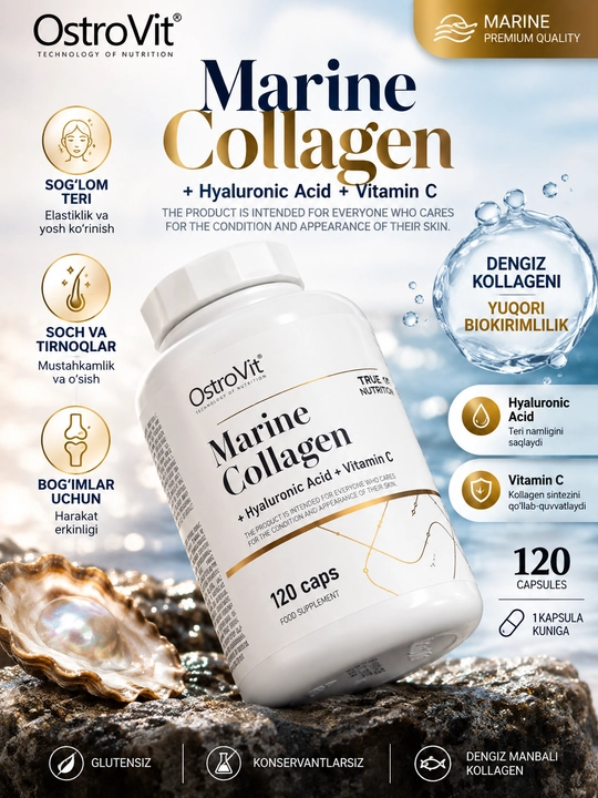 OstroVit Collagen, Marine коллаген марской 120 капсулы - 