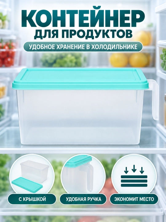 Контейнер с крышкой, для хранения продуктов в холодильнике - 