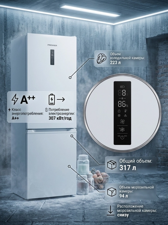 Sovutgich | Premier PRM-317BFNF | Inverter | NO FROST | 317 L - 
