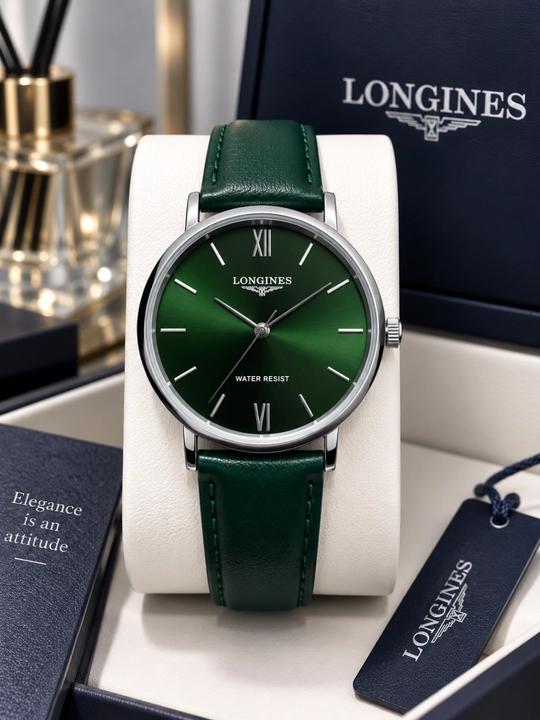 Longines erkaklar qo‘l soati, klassik dizayn, charm tasma, analog siferblat - 