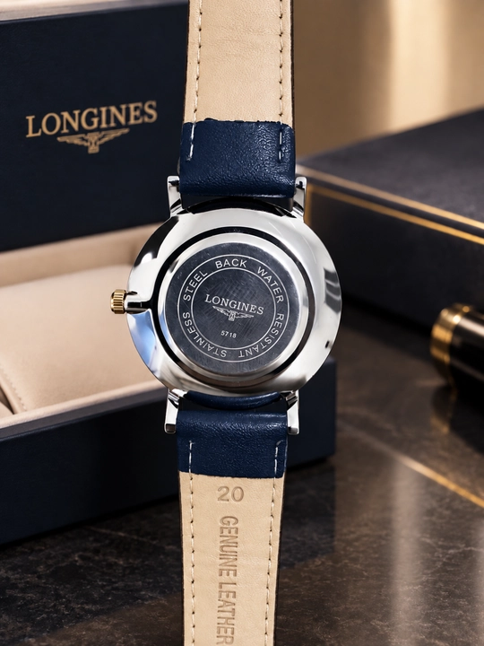 Longines erkaklar qo‘l soati, klassik dizayn, charm tasma, analog siferblat