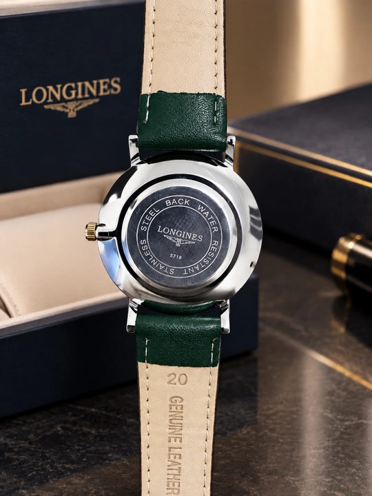 Longines erkaklar qo‘l soati, klassik dizayn, charm tasma, analog siferblat