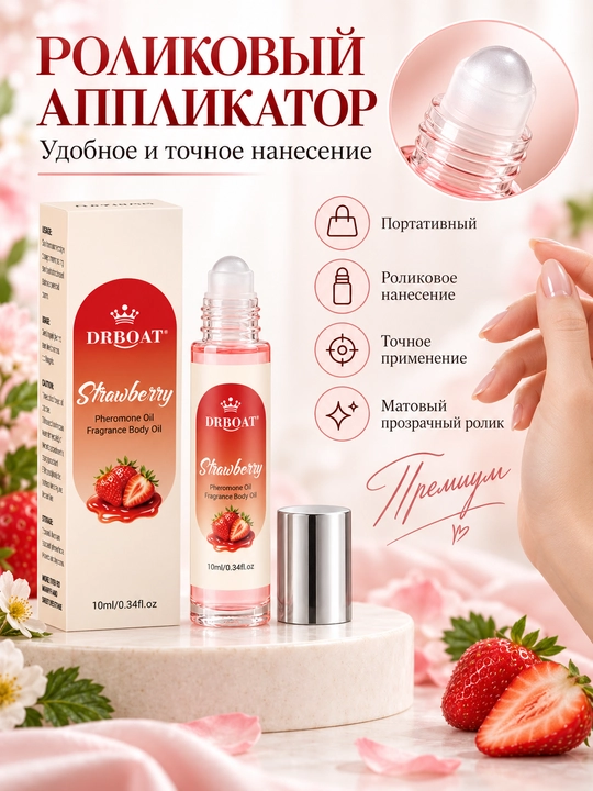 Ayollar uchun sersuv qulupnay hidli moyli atir (Maslyanye duhi, feromon), 10 ml