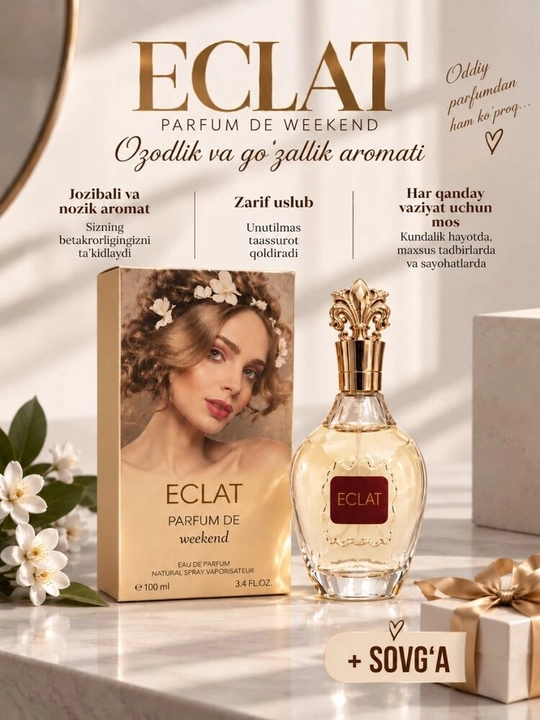 ECLAT Parfum de Weekend—женская парфюмерная вода, 100 мл, нежный цветочно-фруктовый аромат - 