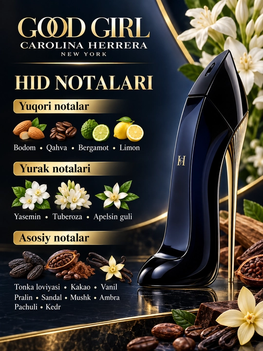 Ayollar uchun Carolina Herrera Good Girl parfyumlangan suvi, 80 ml