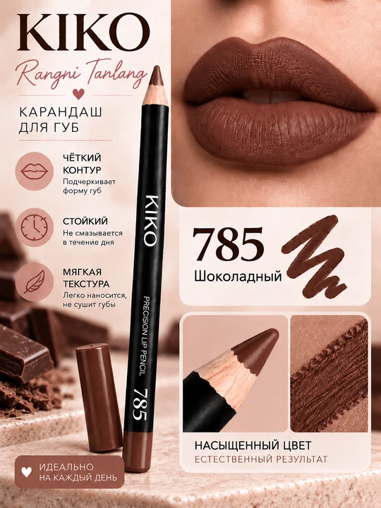 Карандаш для губ KIKO — матовый, для создания чёткого контура и заполнения губ