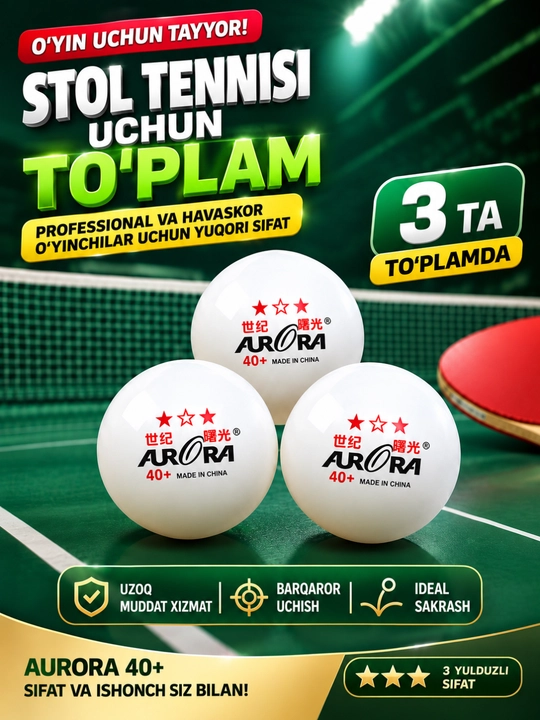 Мячи для настольного тенниса Aurora 40+ 3 звезды, шарики для пинг-понга