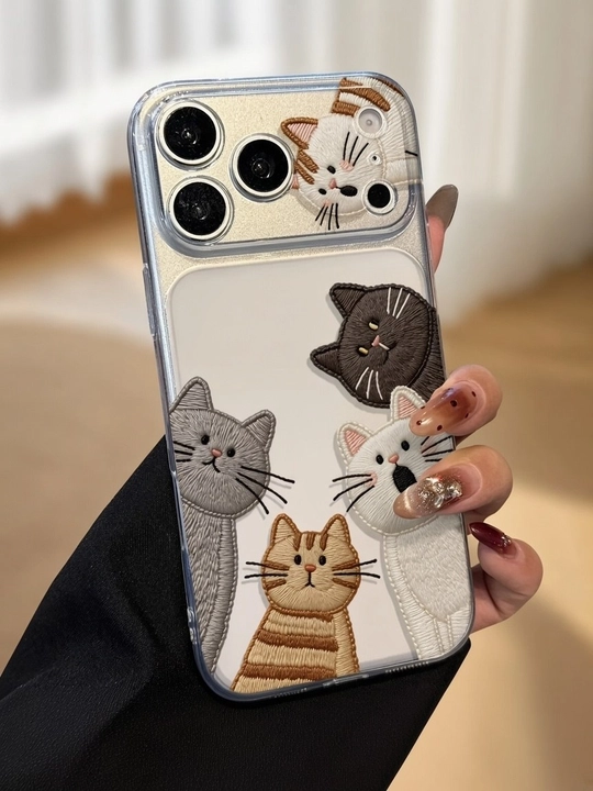 Чехол для iPhone с милыми котиками для iPhone 13,14,15,16, 17 Pro / 17 Pro Max - 