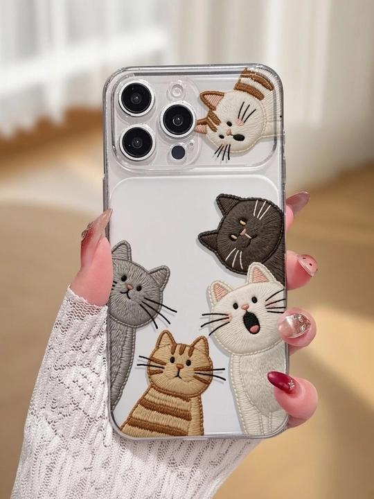 Чехол для iPhone с милыми котиками для iPhone 13,14,15,16, 17 Pro / 17 Pro Max