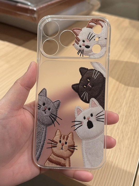 Чехол для iPhone с милыми котиками для iPhone 13,14,15,16, 17 Pro / 17 Pro Max