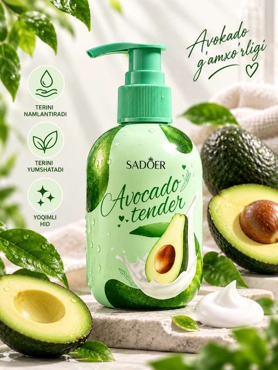 SADOER Avocado Tender лосьон для тела с авокадо, увлажняющий и смягчающий уход
