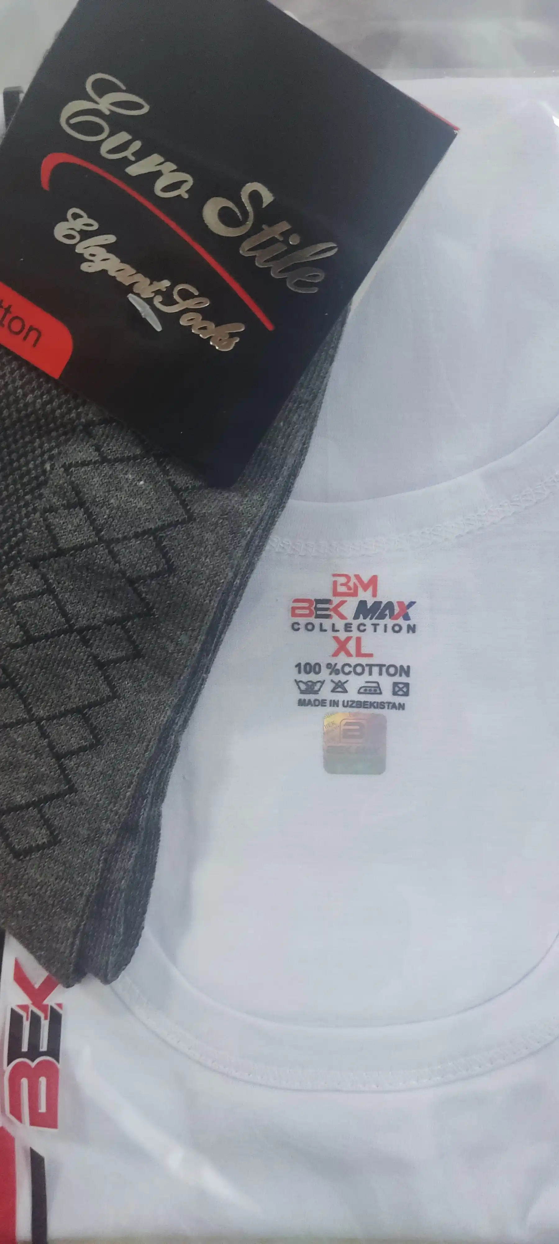 Erkaklar maykasi, paxta tolali, M dan 4XL gacha bo‘lgan choksiz