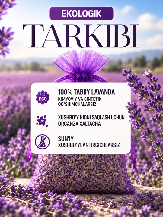 Lavanda sashe, avtomobil va uy uchun tabiiy asvijitil, shkafga hid beruvchi aromatizator