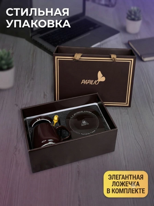 "Luckycup"Isitgichli sopol krujka, qopqoq va qoshiq, sovga toplami, hajmi 380 ml