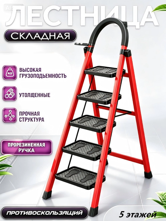 Складная домашняя лестница на  ступени - 