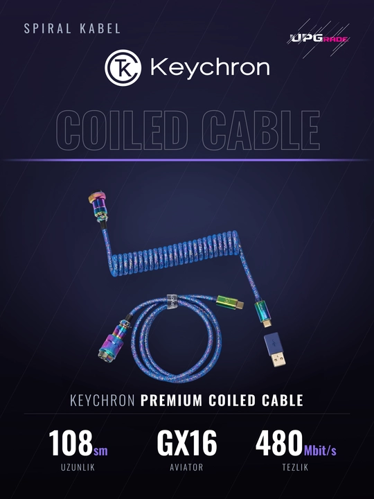 Keychron Type-A/Type-C o‘ralgan kabeli