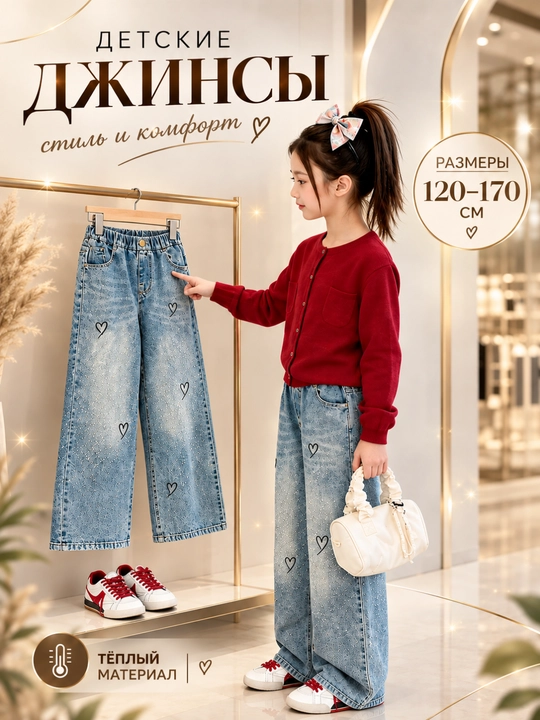 Qizlar uchun keng jinsi shim - 