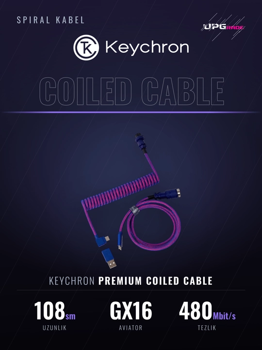 Keychron Type-A/Type-C o‘ralgan kabeli