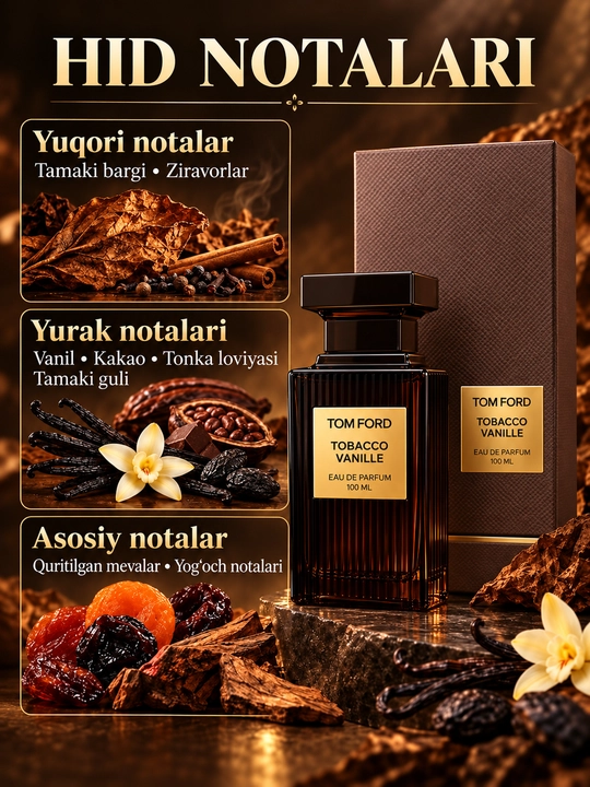 Парфюм, подарок Tom Ford Tobacco Vanille Eau de Parfum, парфюмерная вода унисекс, 100 мл - 