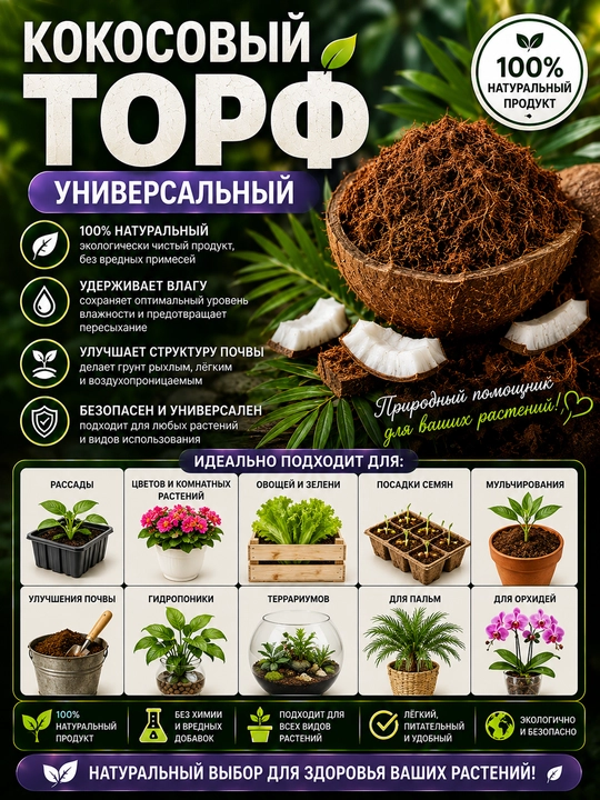 Kakos torf o'simliklar va terrariumlar uchun universal - 