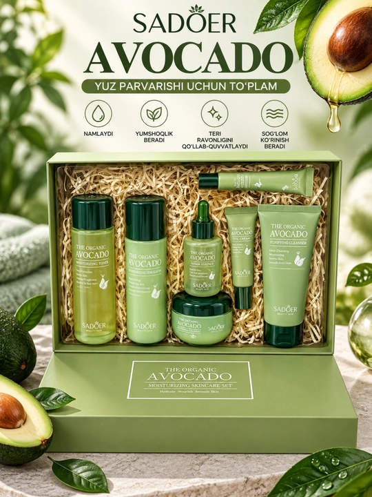 SADOER The Organic Avocado набор для ухода за лицом, 6 предметов - 