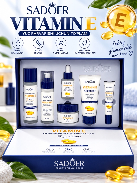 SADOER Vitamin E yuz parvarishi to‘plami, 6 qismli kosmetik jamlanma - 